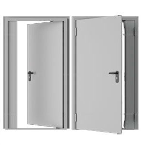 Дверь DoorHan/1450/2050/Противопож.EI60/двухств./глухая/глад./глад./RAL7035/лев./угл. рама, DPG60/1450/2050/7035/L/N