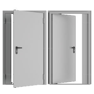 Дверь DoorHan/1650/2050/Противопож.EI60/двухств./глухая/глад./глад./RAL7035/прав./угл. рама, DPG60/1650/2050/7035/R/N