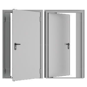 Дверь DoorHan/1450/2050/Техническая/двухств./глухая/глад./глад./RAL7035/прав./угл. рама, DTG/1450/2050/7035/R/N